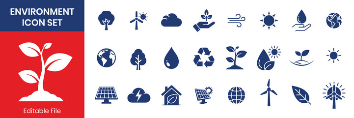 Minimal Environment Nature And Ecology Solid Symbols Pack