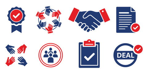 Business Agreement Deal And Partnership Solid Icons Bundle