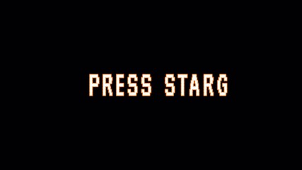 Press Start animation  on transparent background, black retro game screen, start prompt, Classic video game intro, Vintage game UI, Animated start message, Press Start text video in 4k. - Powered by Adobe
