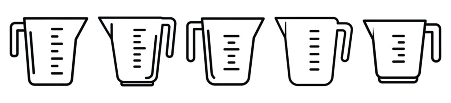 measuring cup food outline icon collection. Vector illustration