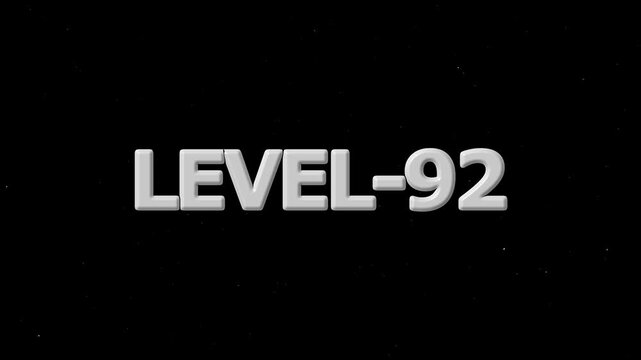 3D Gray Text Level 92 on Dark Background with Particles 4k Animation Alpha Channel image photo