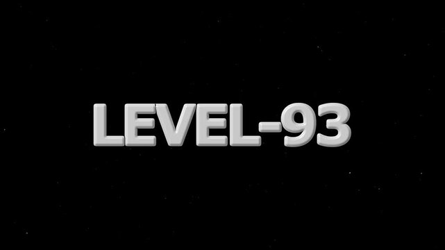 3D Gray Text Level 93 on Dark Background with Particles 4k Animation Alpha Channel image photo