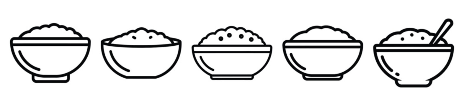 oatmeal bowl food outline icon collection. Vector illustration