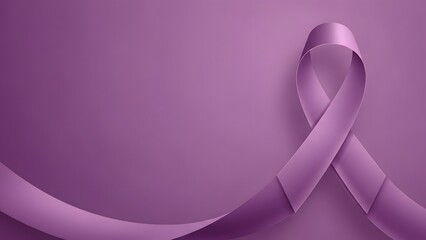 Purple awareness ribbon on purple background symbolizing support and solidarity for a cause