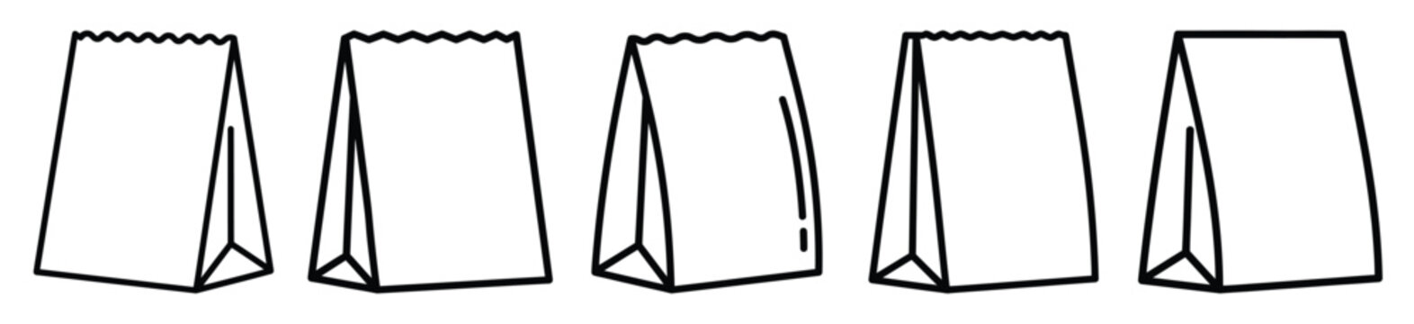 paper food bag food outline icon collection. Vector illustration