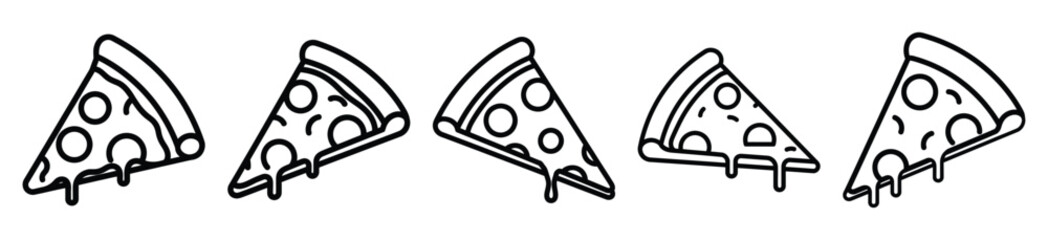 pizza slice food outline icon collection. Vector illustration