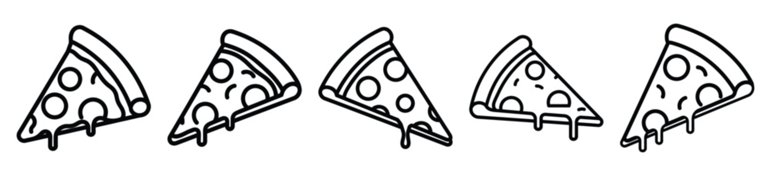pizza slice food outline icon collection. Vector illustration