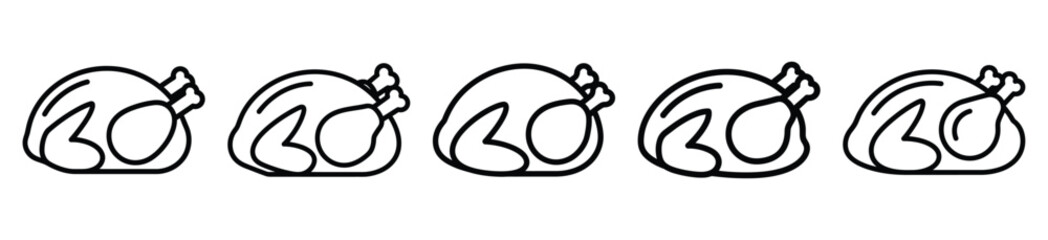 roasted chicken food outline icon collection. Vector illustration © Pallobroy