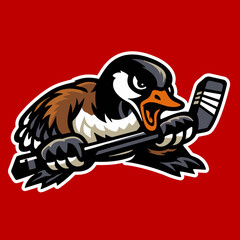 Canadian Goose Hockey Sports Mascot Logo Vector Team Emblem