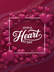 Joyful heart day celebration with red hearts