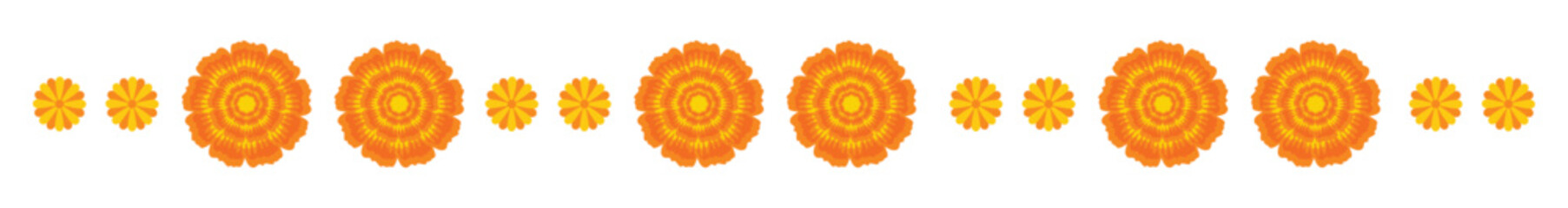 colorful marigold flower garland decoration vector - Traditional Eco-Friendly Wedding Toran with Marigold & Mango Leaves – Indian Festival Vector Design. © Icon_X