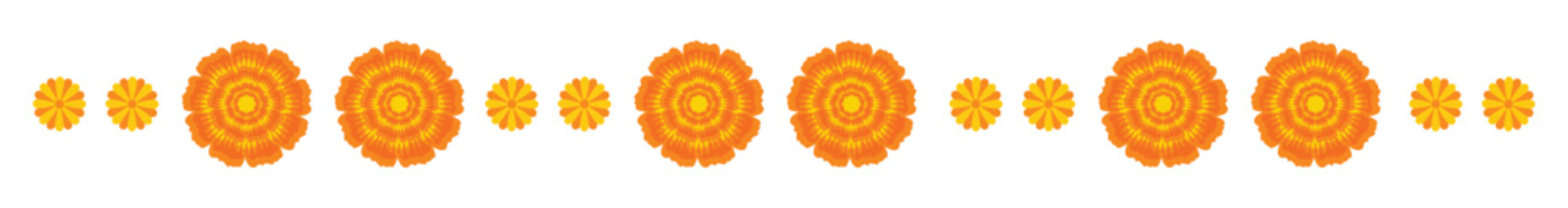 colorful marigold flower garland decoration vector - Traditional Eco-Friendly Wedding Toran with Marigold & Mango Leaves &ndash; Indian Festival Vector Design.