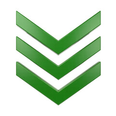  Green plastic arrow up 3d icon sign isolated on transparent background