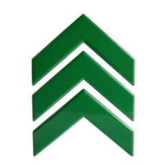  Green plastic arrow up 3d icon sign isolated on transparent background