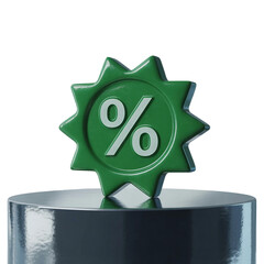 Green Discount percentage 3d Icon Sign Symbol isolated on transparent background