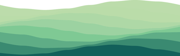 Fototapeta premium Minimalist layered green wave pattern perfect for backgrounds or design elements.
