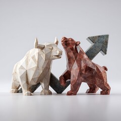 Bull vs bear market trend abstract sculpture high resolution image