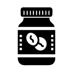 Coffee bean jar icon illustration displaying a container filled with aromatic coffee beans