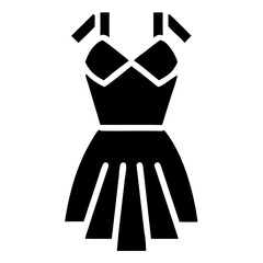 A simple and elegant black dress icon representing fashion and apparel