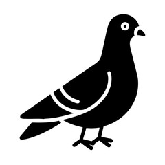 Minimalist black pigeon icon representing urban wildlife and avian symbolism