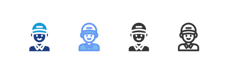 Delivery Man icon multiple style collection. Vector illustration.
