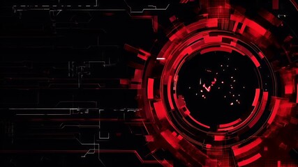 Firewall protection. Internet cyber security. Hightech. Technology. Encryption and decryption. A digital artwork with a red and black color scheme, featuring a central padlock symbol.