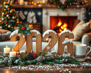 christmas tree with candles and gifts