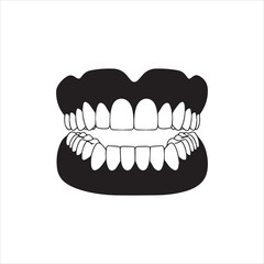  Silhouette human teeth open mouth dental care vector illustration