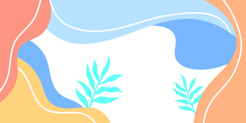 Abstract background with hand drawn organic shapes and floral elements. Vector illustration.