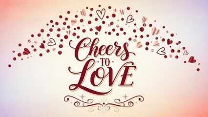 Cheers to love card with heart and decorative elements