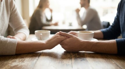 Intimate hand-holding moment cozy indoor setting close-up photography warm sensual atmosphere relaxing environment emphasizing connection and affection between two people
