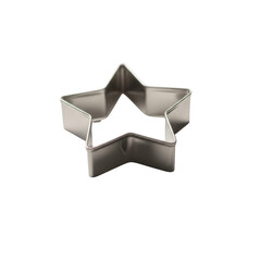 Metal star shaped cookie cutter on png isolated transparent background black background baking