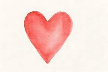 Obraz premium Minimalist Red Watercolor Heart Brush Stroke on White Paper