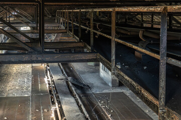 Conveyor system inside abandoned factory