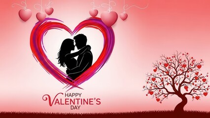 Happy valentine's day couple embracing inside heart