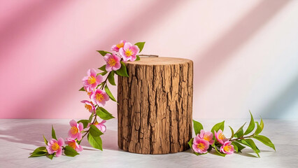Delicate blossoms on rustic wood.
