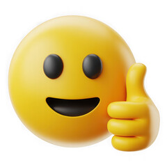 Fototapeta premium Positive 3D Smiley Thumb Up background removal cut-out