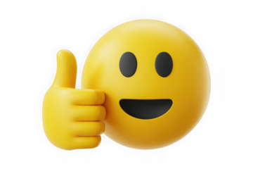 Smiling 3D Emoji Thumb Up transparency and cut-out