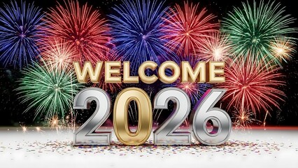 Welcome 2026 celebration isolated on white background