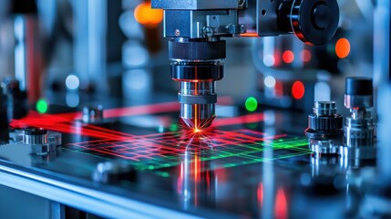 Optical coherence colors laser interference patterns red green wavelengths geometric formations precision laboratory equipment photonics research technology scientific setup