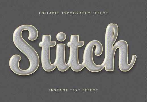 Gray And Beige Layered Fabric Text Effect Embroidery Stitch Font