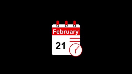 Calendar February 21st Date Reminder Notification Animation