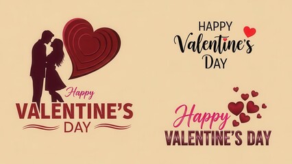 Happy valentines day greeting card with heart and couple