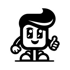 Friendly Cartoon Character Giving a Thumbs Up Gesture of Approval
