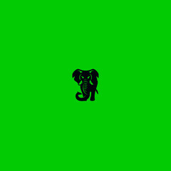 Black elephant silhouette against a vibrant green background graphic design