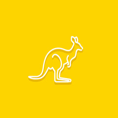 Outline of a kangaroo against a vibrant yellow background vector illustration