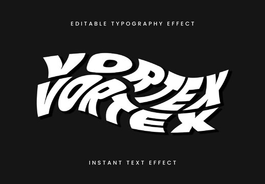 White Bold Twisted Swirl Text Effect Spiral Heavy Font
