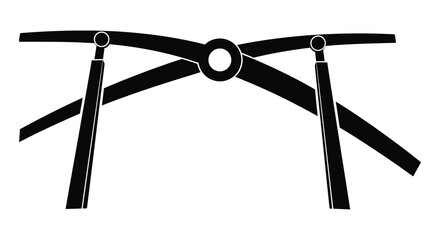 A striking black and white design featuring interconnected curved lines and a central circle silhouette © nhpvect02