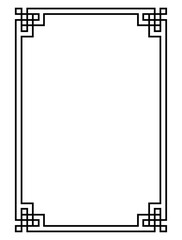 Elegant black border design with geometric patterns.&nbsp;A sleek and modern black border design featuring geometric patterns in the corners, perfect for adding a touch of elegance to any visual project.