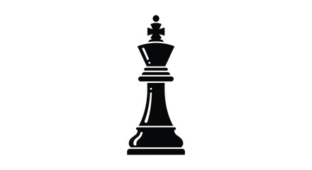A striking black king chess piece is prominently displayed against a plain white background a silhouette © nhpvect02